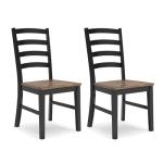 Signature Design by Ashley Wildenauer Rustic Armless Dining Chair, Set of 2, Black & Light Brown