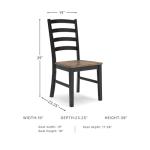 Signature Design by Ashley Wildenauer Rustic Armless Dining Chair, Set of 2, Black & Light Brown