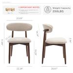COLAMY Wooden Dining Chairs Set of 4, Modern Fabric Upholstered Kitchen Side Chairs, Farmhouse Dining Room Chair with Foot Pegs, Beige