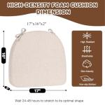 Chair Cushions for Dining Chairs with Ties Removable Cover Non-Slip Bottom U Shaped Kitchen Chair Pads 40D High- Resilience Foam Indoor Seat Cushion 16"x17"x2" Set of 2 Beige Room Office Accessories