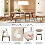 COLAMY Wooden Dining Chairs Set of 4, Modern Fabric Upholstered Kitchen Side Chairs, Farmhouse Dining Room Chair with Foot Pegs, Beige