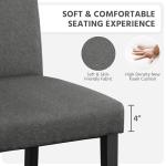 Yaheetech Dining Chairs Set of 4 Fabric Parson Upholstered Kitchen Chairs with Padded Seat and Solid Wood Legs for Dining Room/Restaurant, Armless Design, Dark Grey