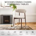 COLAMY Wooden Dining Chairs Set of 4, Modern Fabric Upholstered Kitchen Side Chairs, Farmhouse Dining Room Chair with Foot Pegs, Beige