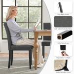Yaheetech Dining Chairs Set of 4 Fabric Parson Upholstered Kitchen Chairs with Padded Seat and Solid Wood Legs for Dining Room/Restaurant, Armless Design, Dark Grey
