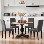 Yaheetech Dining Chairs Set of 4 Fabric Parson Upholstered Kitchen Chairs with Padded Seat and Solid Wood Legs for Dining Room/Restaurant, Armless Design, Dark Grey