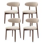 COLAMY Wooden Dining Chairs Set of 4, Modern Fabric Upholstered Kitchen Side Chairs, Farmhouse Dining Room Chair with Foot Pegs, Beige