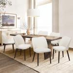 COLAMY Upholstered Dining Chairs Set of 6, Modern Fabric Dining Room Kitchen Side Chair with Padded Seat and Wood Legs for Restaurant/Cafe, Beige