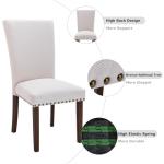 COLAMY Upholstered Dining Chairs Set of 4, Parsons Style Linen Beige Accent Chairs with High Back, for Round Kitchen Table or Small Dining Room – Comfortable & Stylish