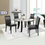 FDW Dining Chairs Set of 4,Dining Room Chairs,Side PU Cushion Chairs with Waterproof Surface and Wood Legs,for Kitchen Restaurant and Living Room,Leather Black