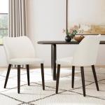 COLAMY Upholstered Dining Chairs Set of 6, Modern Fabric Dining Room Kitchen Side Chair with Padded Seat and Wood Legs for Restaurant/Cafe, Beige