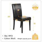 FDW Dining Chairs Set of 4,Dining Room Chairs,Side PU Cushion Chairs with Waterproof Surface and Wood Legs,for Kitchen Restaurant and Living Room,Leather Black