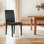 FDW Dining Chairs Set of 4,Dining Room Chairs,Side PU Cushion Chairs with Waterproof Surface and Wood Legs,for Kitchen Restaurant and Living Room,Leather Black