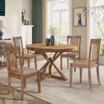 COLAMY Wooden Dining Chairs Set of 4, Spindle High Back Windsor Kitchen Side Chair, Farmhouse Dining Chairs for Kitchen and Dining Room, Light Brown