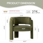 COLAMY Modern Velvet Accent Chair Set of 2, Upholstered Barrel Chairs, Comfy Side Arm Chairs with 3 Legs for Living Room, Bedroom, Reading, Green