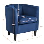 Yaheetech Velvet Accent Chair, Modern and Comfortable Armchairs, Upholstered Barrel Sofa Chair for Living Room Bedroom Waiting Room, Blue