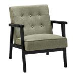 SONGMICS Accent Leisure Chair, Mid-Century Modern Arm Chair with Solid Wood Armrests and Legs, 1-Seat Cushioned Sofa for Living Room Bedroom Balcony Studio, Olive Green ULAC001C01