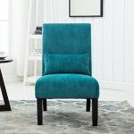 Roundhill Furniture Pisano Teal Blue Fabric Armless Contemporary Accent Chair with Kidney Pillow