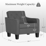 STHOUYN Living Room Chairs Accent Chairs Set of 2, Waiting Room Arm Chairs, Reading Chairs for Bedroom Comfy Club Chair Tufted, Office Small Space (2, Grey)