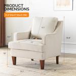 VINGLI Mid-Century Modern Accent Chairs Set of 2, Beige Upholstered Armchair Comfy Sofa Chairs Reading Chair High Back for Living Room Bedroom Furniture Apartment