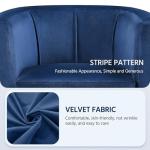Yaheetech Velvet Accent Chair, Modern and Comfortable Armchairs, Upholstered Barrel Sofa Chair for Living Room Bedroom Waiting Room, Blue