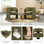 COLAMY Modern Velvet Accent Chair Set of 2, Upholstered Barrel Chairs, Comfy Side Arm Chairs with 3 Legs for Living Room, Bedroom, Reading, Green