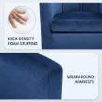 Yaheetech Velvet Accent Chair, Modern and Comfortable Armchairs, Upholstered Barrel Sofa Chair for Living Room Bedroom Waiting Room, Blue