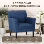 COLAMY Accent Chair Set of 2 for Living Room, Modern Upholstered Fabric Accent Armchair with Back, Soft Single Sofa Chair with Arms for Bedroom/Office/Reception Room, Blue