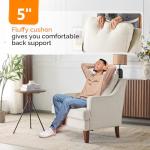 VINGLI Mid-Century Modern Accent Chairs Set of 2, Beige Upholstered Armchair Comfy Sofa Chairs Reading Chair High Back for Living Room Bedroom Furniture Apartment