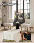 Armless Accent Chairs Set of 2 for Bedroom, Bedroom Chair for Bedroom Living Room Chair with Solid Wood Legs, Makeup Vanity Chair Fabric Comfy Upholstered Reading Chair Accent Chair,Beige