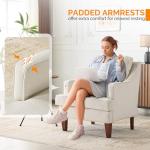 VINGLI Mid-Century Modern Accent Chairs Set of 2, Beige Upholstered Armchair Comfy Sofa Chairs Reading Chair High Back for Living Room Bedroom Furniture Apartment