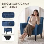 COLAMY Accent Chair Set of 2 for Living Room, Modern Upholstered Fabric Accent Armchair with Back, Soft Single Sofa Chair with Arms for Bedroom/Office/Reception Room, Blue