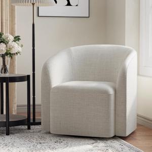 COLAMY Swivel Accent Chair,Swivel Barrel Chair,Upholstered Comfy 360 Degree Swivel Chair for Living Room/Bedroom/Waiting Room/Office(Beige)