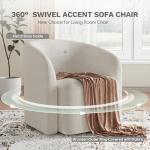 COLAMY Swivel Accent Chair,Swivel Barrel Chair,Upholstered Comfy 360 Degree Swivel Chair for Living Room/Bedroom/Waiting Room/Office(Beige)