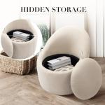 COLAMY Swivel Accent Chair, 360° Swivel Chair with Hidden Storage, Modern Small Barrel Swivel Armchair for Living Room/Bedroom, Beige