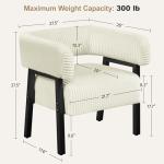 Yaheetech Corduroy Barrel Accent Chair Set of 2, Modern Upholstered Armchair with Solid Wood Legs, Cozy Leisure Chair with Pocket Coiled Seat for Living Room, Bedroom, Reading Nook Beige