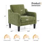 VINGLI Accent Chair for Living Room Chairs Olive Green Reading Chair for Bedroom Scooped Arm Chair Mid Century Modern Accent Chairs Upholstered Comfy Chair for Apartment, Waiting Room