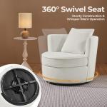 Yaheetech Swivel Barrel Accent Chair, 360 Degree Swivel Round Chairs with Removable Throw Pillow, Soft Boucle Single Arm Sofa for Living Room Bedroom Reading, White