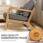 COLAMY Mid Century Modern Accent Chair Set of 2 with Lumbar Pillow, Relaxing Armchair with Solid Wood Frame & Soft Cushion, Reading Leisure Chair for Living Room,（Grey）