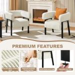 Yaheetech Corduroy Barrel Accent Chair Set of 2, Modern Upholstered Armchair with Solid Wood Legs, Cozy Leisure Chair with Pocket Coiled Seat for Living Room, Bedroom, Reading Nook Beige