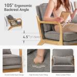 COLAMY Mid Century Modern Accent Chair Set of 2 with Lumbar Pillow, Relaxing Armchair with Solid Wood Frame & Soft Cushion, Reading Leisure Chair for Living Room,（Grey）