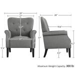 Yaheetech Modern Armchair, Mid Century Accent Chair with Sturdy Wood Legs and High Back for Small Space, Upholstered Fabric Sofa Club Chair for Living Room/Bedroom/Office, Dark Gray