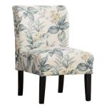 Roundhill Furniture Capa Print abric Armless Contemporary Accent Chair, Blue Leaves