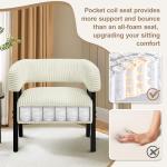 Yaheetech Corduroy Barrel Accent Chair Set of 2, Modern Upholstered Armchair with Solid Wood Legs, Cozy Leisure Chair with Pocket Coiled Seat for Living Room, Bedroom, Reading Nook Beige