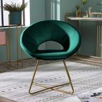 Roundhill Furniture Slatina Green Silky Velvet Upholstered Accent Chair with Gold Tone Finished Base