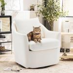 COLAMY Swivel Accent Chair Set of 2, Armchair Round Barral Chair, 360° Swivel Living Room Side Chair Upholstered Soft Cushion for Nursery/Bedroom - Beige
