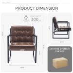 COLAMY Mid Century Modern Accent Chair Set of 2, Comfy Living Room Chair, Brown Leather Accent Chair, Faux Leather Reception Armchair with Metal Legs for Living Room Bedroom Reception Office, Brown