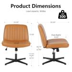 DUMOS Criss Cross Chair Legged Office Wide Comfy Desk Seat, No Wheels Armless Computer Task Seating, Swivel Vanity Home Height Adjustable