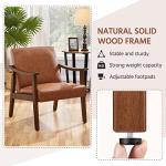 Yaheetech PU Leather Accent Chair, Mid-Century Modern Armchair with Solid Wood Legs, Reading Leisure Chair with High Back for Living Room Bedroom Waiting Room, Brown
