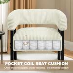 Yaheetech Corduroy Barrel Accent Chair Set of 2, Modern Upholstered Armchair with Solid Wood Legs, Cozy Leisure Chair with Pocket Coiled Seat for Living Room, Bedroom, Reading Nook Beige
