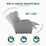 SMUG Recliner Chair Living Room Recliner with Adjustable Backrest and Footrest Modern Design for Home Upholstered Armchair in Soft Fabric, Grey, Linen